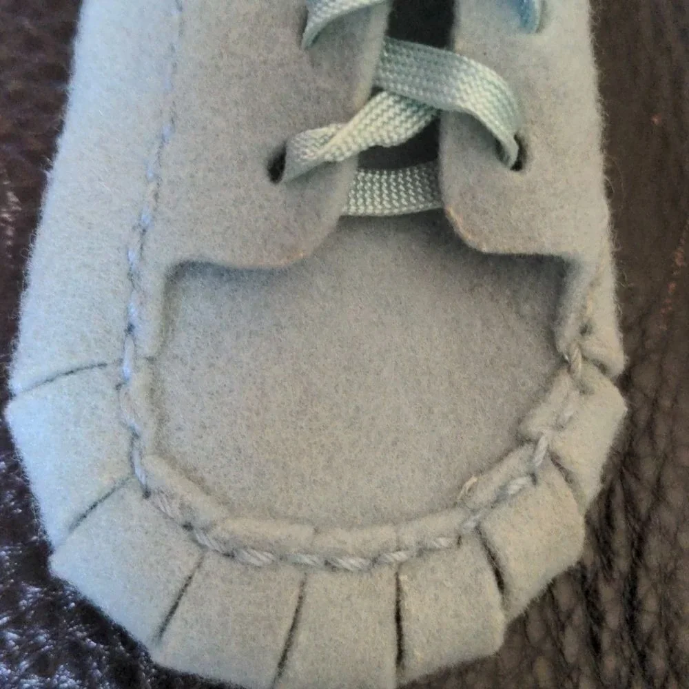 40s vintage Cradle Moc Rare vintage blue wool felt baby shoes‎ rare